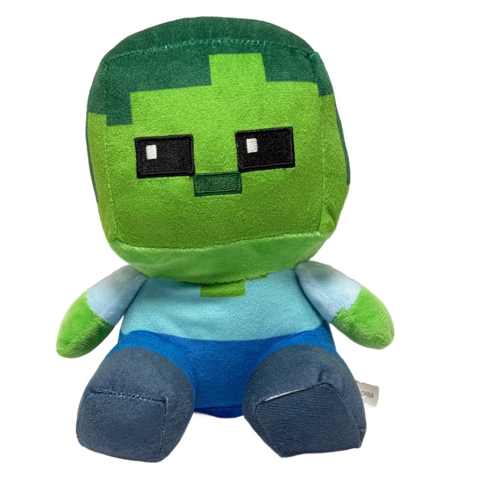 Minecraft Zombie Plush Toy Green Blue Square Head Stuffed Doll 8 Inch *